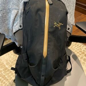 Arc'teryx Black Backpack with Gold Logo